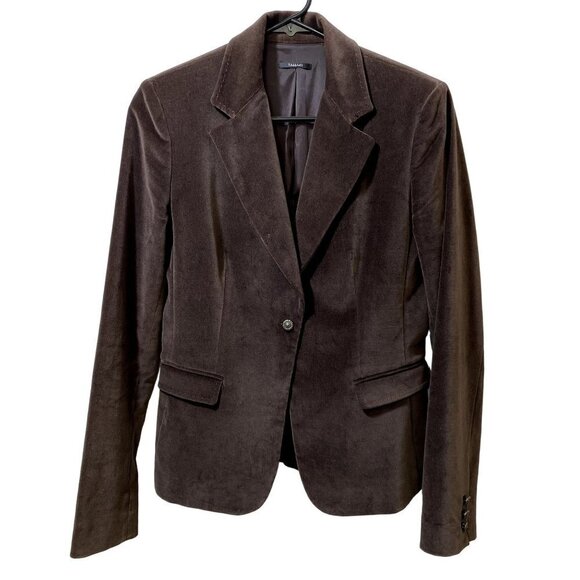 Tahari Women's Velvet Blazer Structured One Button Size 6 Brown Y2K - Picture 1 of 11